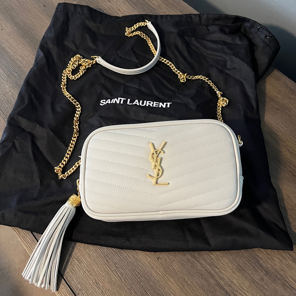 Saint Laurent YSL Lou Mini Camera Bag Smooth Quilted Leather in CREMA SOFT